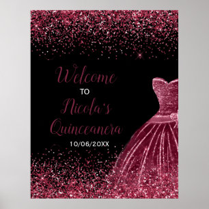 Plum Lila Dress Imitats Glitzer Quinceanera Willko Poster