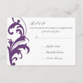 Plum Lila Elegant Damask Wedding UAWG RSVP Karte