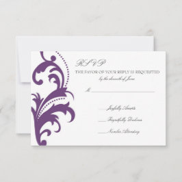 Plum Lila Elegant Damask Wedding UAWG RSVP Karte