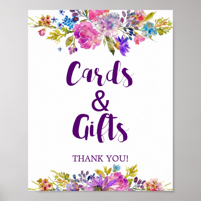 Plum Lila Garden Cards & Gifts Hochzeitszeichen Poster (Vorne)