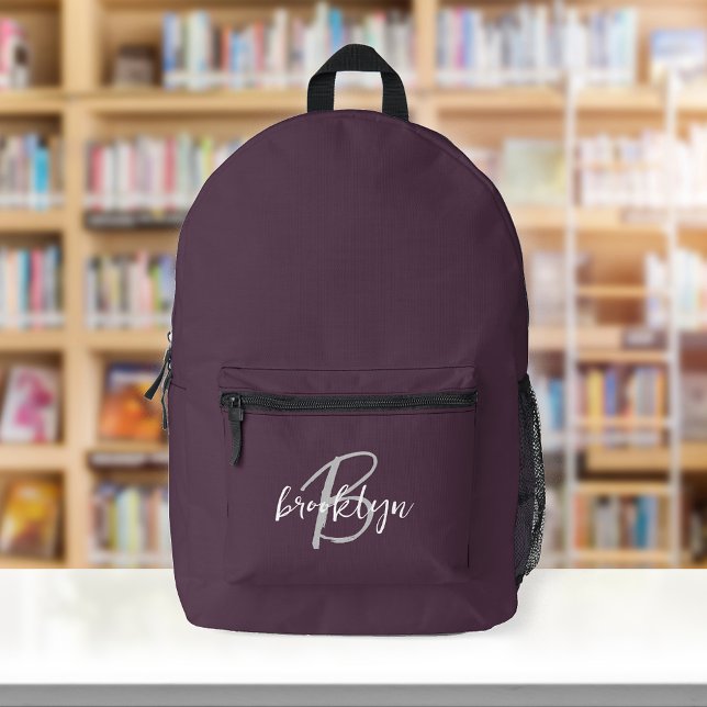 Plum Lila-Graue Schriftzeichen Bedruckter Rucksack (Von Creator hochgeladen)