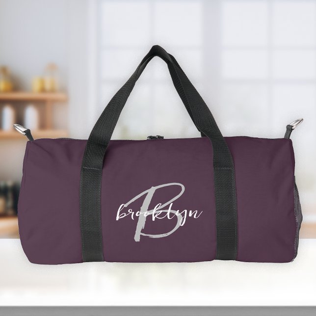 Plum Lila-Graue Schriftzeichen Duffle Bag (Von Creator hochgeladen)