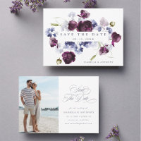 Plum Lila & Indigo Blue Floral Wedding Foto