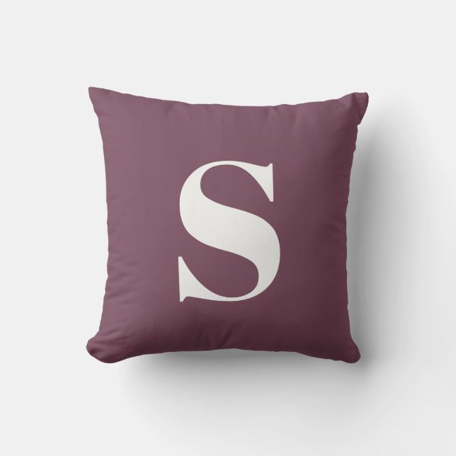 Plum Lila Initial Mit Monogramm Outdoor Pillow Kissen (Vorderseite)