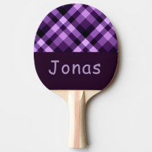 Plum Lila Kariertes Monogramm Pingpongpaddel