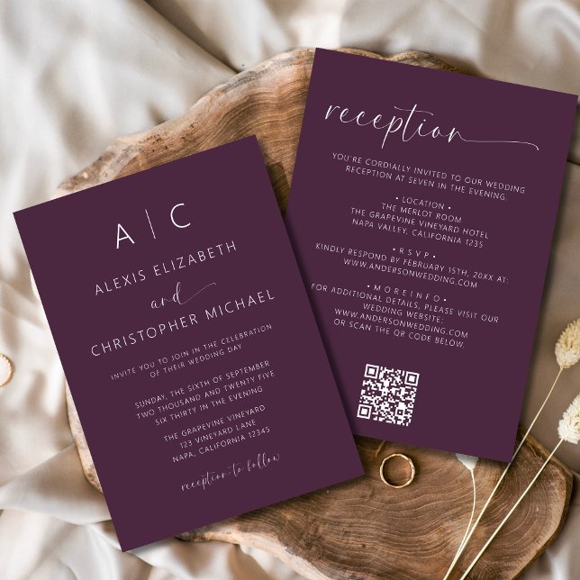 Plum Lila Minimalistisch in einem QR-Code für Hoch Einladung (Von Creator hochgeladen)