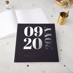 Plum Lila Minimalistische Fettart Hochzeit Gästebuch