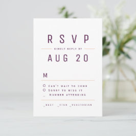 Plum Lila Modern Chic Simple Typografy UAWG RSVP Karte