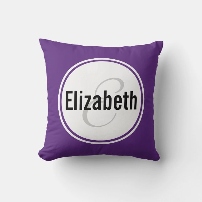 Plum Lila Monogram Name Keepake Throw Kissen (Vorderseite)