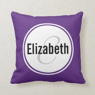 Plum Lila Monogram Name Keepake Throw Kissen