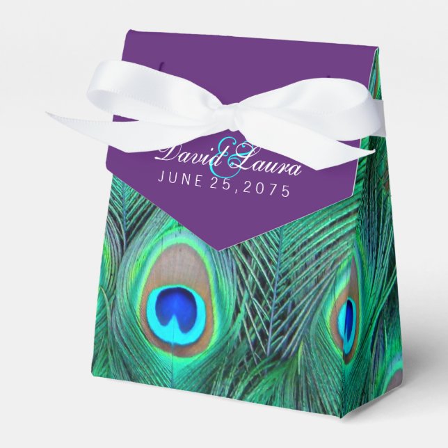 Plum Lila Peacock Wedding Geschenkschachtel (Vorderseite)