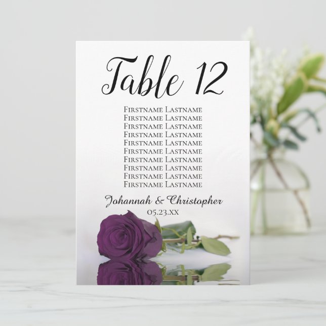 Plum Lila Rose Hochzeitstisch Seekarte Große (Stehend Vorderseite)