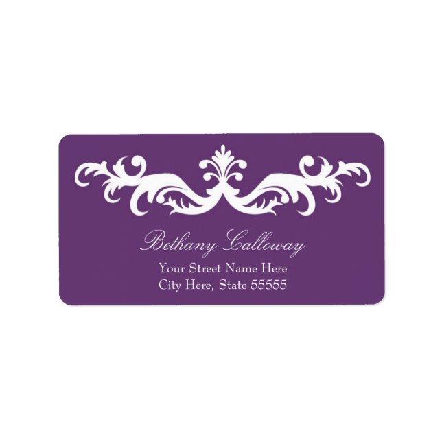 Plum Lila Rücksendeadresse Etikett//Elegante Damas Adressaufkleber (Vorne)