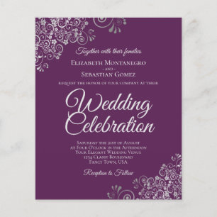 Plum Lila & Silver BUDGET Einladung zur Hochzeit