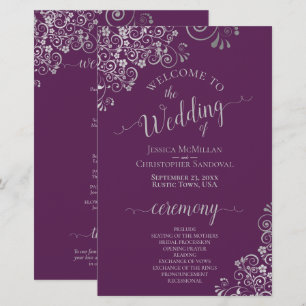 Plum Lila & Silver Curls Budget Hochzeitsprogramm