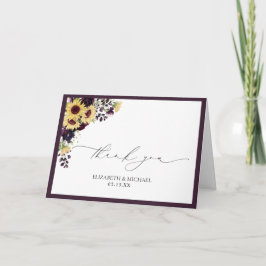 Plum Lila Sonnenblume Hochzeit Dankeschön Karte