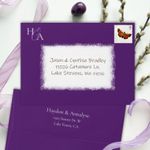 Plum Lila, voradressierte 12x18 Wedding Einladung