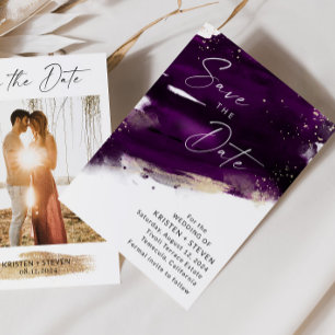 Plum Lila Watercolor Save the Date Einladung