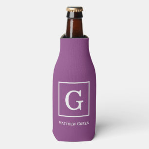 Plum Lila White Gerahmt Initial Monogram Flaschenkühler