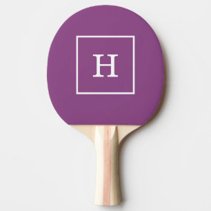 Plum Lila White Gerahmt Initial Monogram Tischtennis Schläger