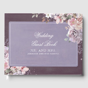 Plum Lilac und Mauve Vintage Blumenhochzeit Gästebuch