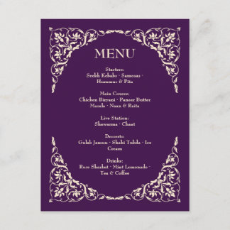 Plum Majesty Champagne Accents Wedding Menu  Begleitkarte