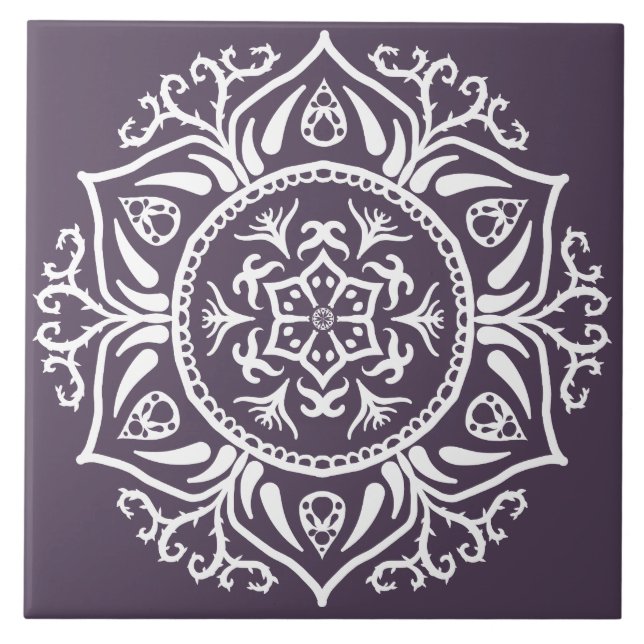 Plum Mandala Fliese (Vorderseite)