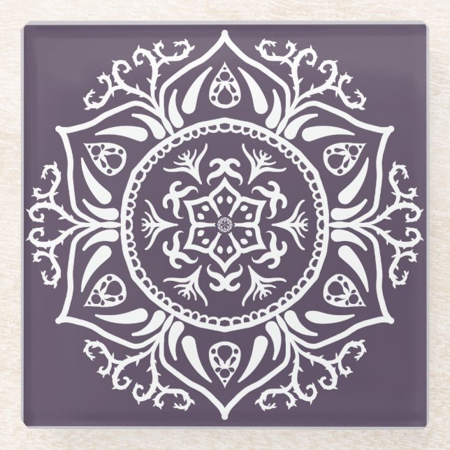 Plum Mandala Glasuntersetzer (Vorderseite)