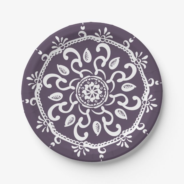 Plum Mandala Pappteller (Vorderseite)
