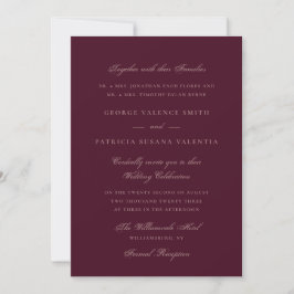 Plum Maroon Formal Calligraphy Elegant Wedding Einladung