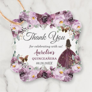 Plum Mauve Floral Butterfliegen Brünett Prinzessin Geschenkanhänger