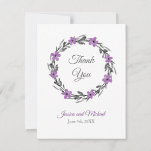 Plum Mauve Grau Schwarze Wasserfarbenwelt Blumenre Dankeskarte