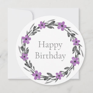 Plum Mauve Grau Schwarze Wasserfarbenwelt Blumenre Karte
