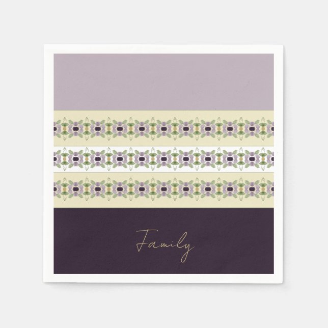 Plum Mauve und Beige Serviette (Vorderseite)