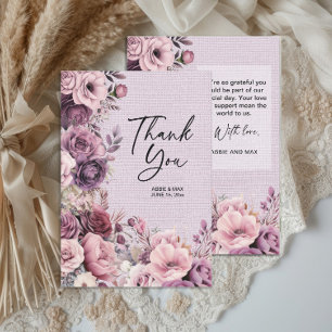 Plum Mauve Watercolor Blumenhochzeit Vielen Dank Dankeskarte