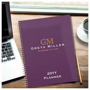 Plum moderne Executive Plum Purple Gold Monogram P