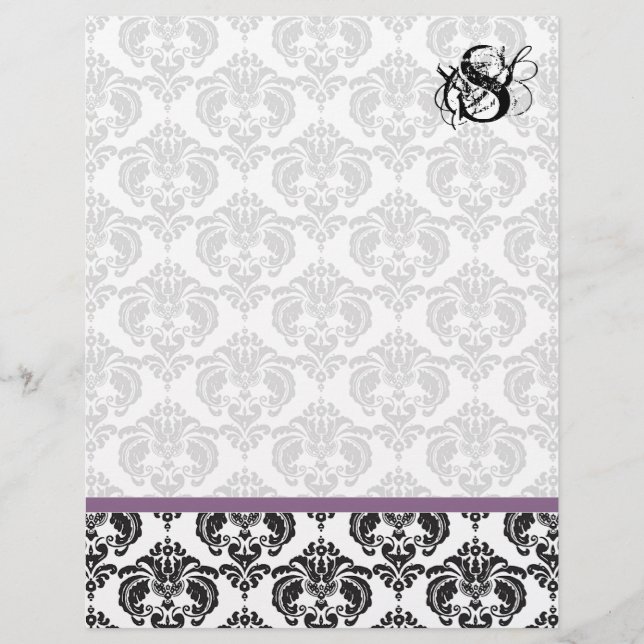 Plum Monogram Damask (Vorderseite)