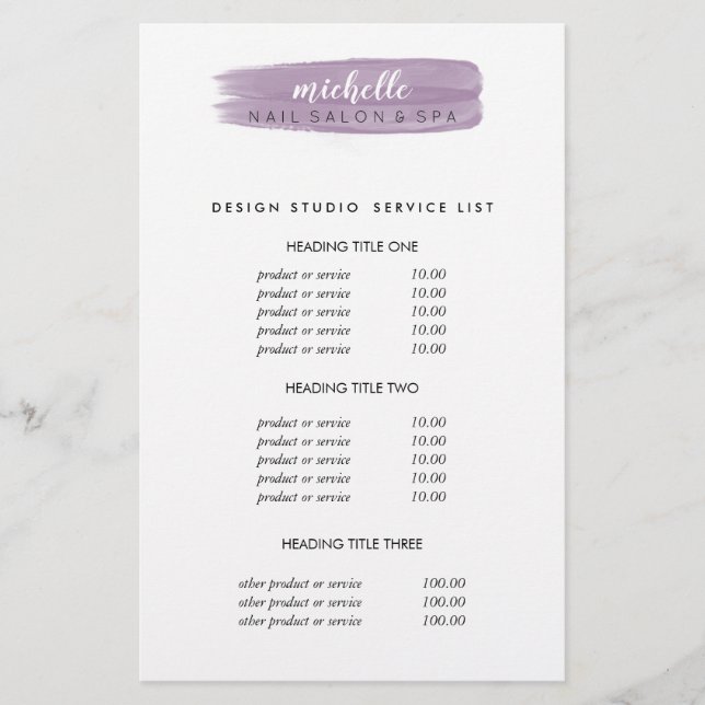 Plum Nail Polnischer Brush Salon Preise & Dienstle Flyer (Vorne)
