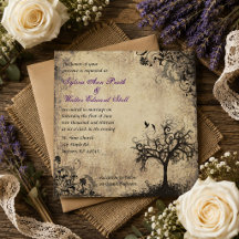 Plum New Life Vintage Hochzeit Einladung