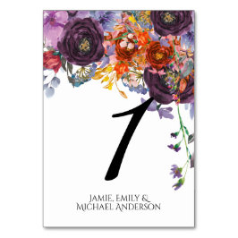 Plum Orange Floral Personalisiert Tischnummer
