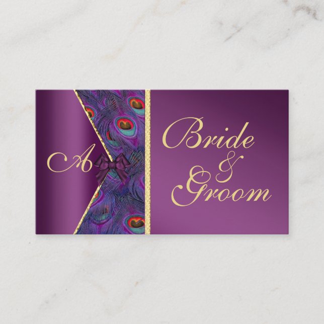 Plum Peacock Wedding Bridal Business Card Begleitkarte (Vorderseite)