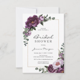 Plum Peonies Bridal Shower Einladungskarte