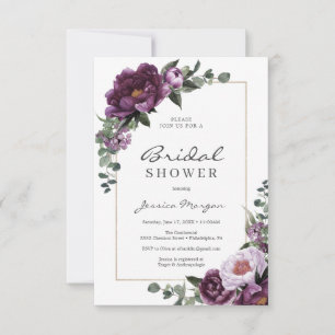 Plum Peonies Bridal Shower Einladungskarte