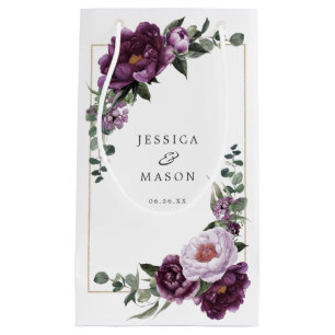 Plum Peonies Floral Hotel Wedding Gift Bag Kleine Geschenktüte