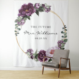 Plum Peonies Romantic Floral Bridal Hintergrund Wandteppich
