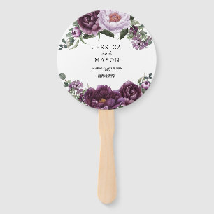Plum Peonies Romantic Wedding Program Fan Fächer