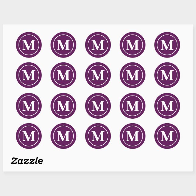 Plum Perfection - Sticker Monogramme personnalisab (Feuille)