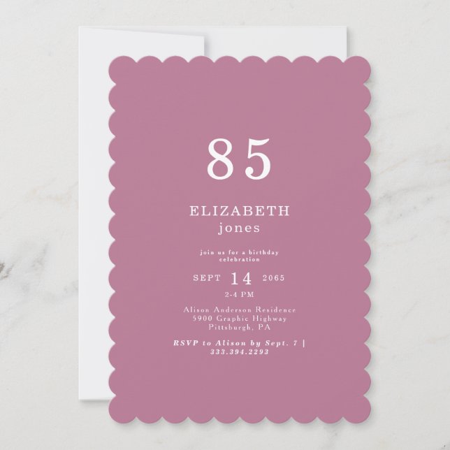 Plum Pink Peonies 85E Anniversaire Fête Invitation (Devant)