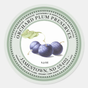 Plum Préserve Étiquette Jam Jelly 1930 Vert