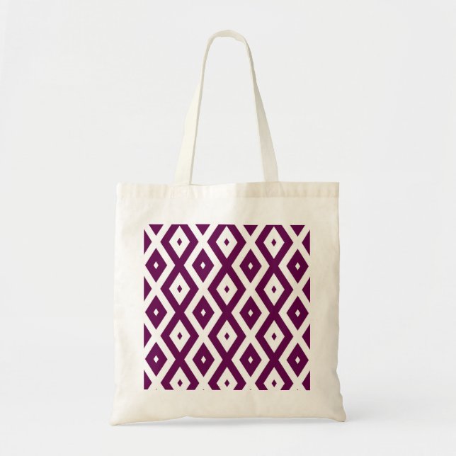 Plum purple and white diamond pattern tragetasche (Vorne)